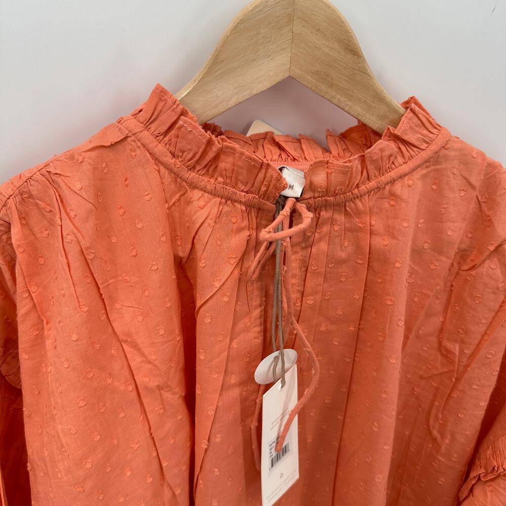 CLEOBELLA NWT Evereve Phoenix Puff Long Sleeve Organic Cotton Blouse Coral // M - Picture 6 of 16